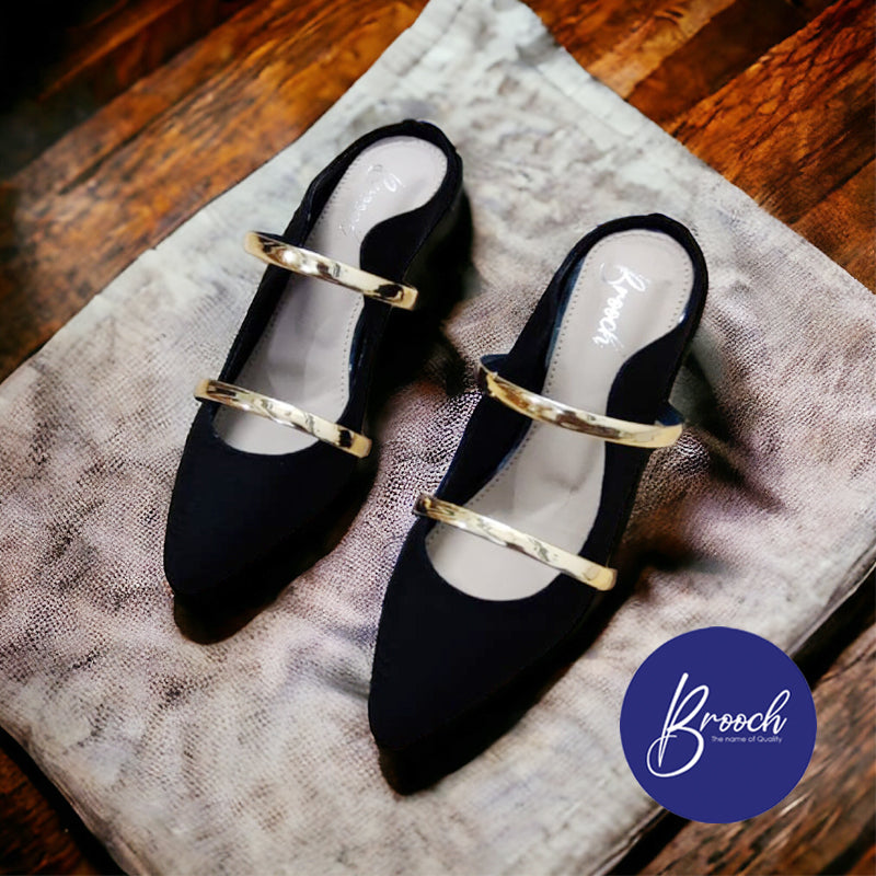 15-BDS-795 Beautiful Glitter black Dual Strip with Golden heel