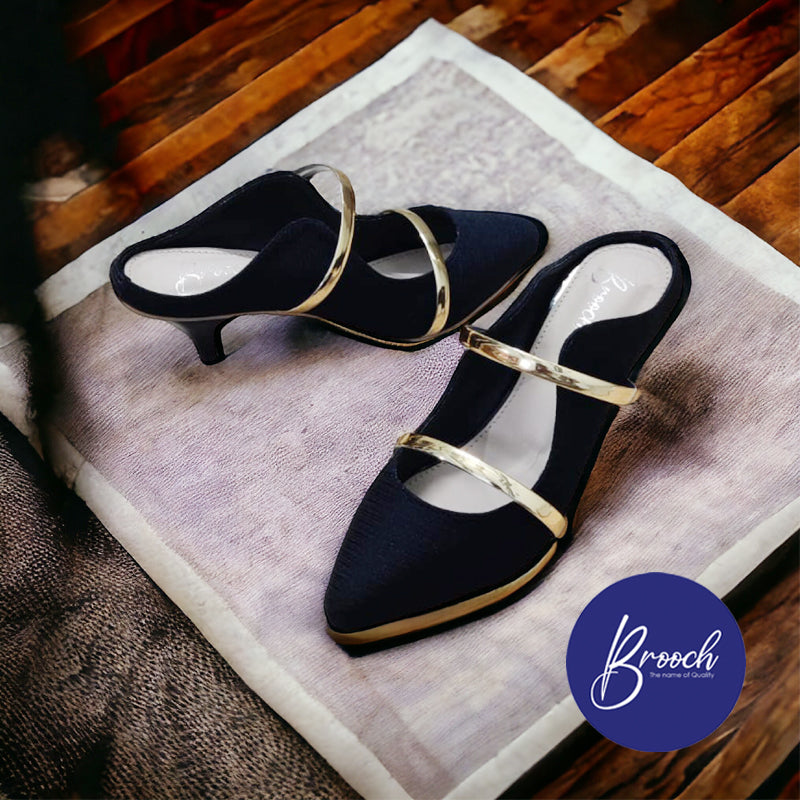 15-BDS-795 Beautiful Glitter black Dual Strip with Golden heel