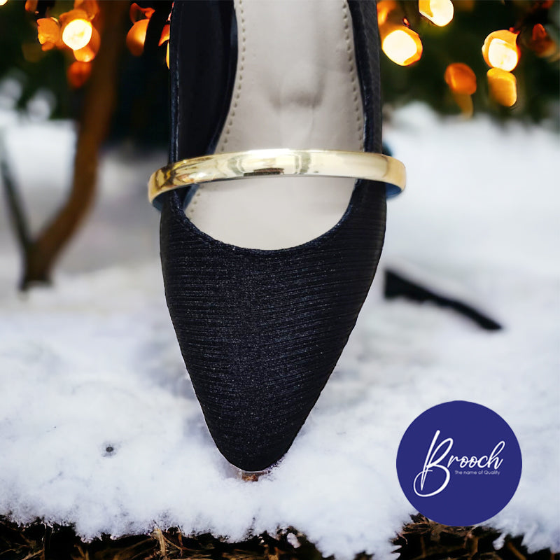 15-BDS-795 Beautiful Glitter black Dual Strip with Golden heel