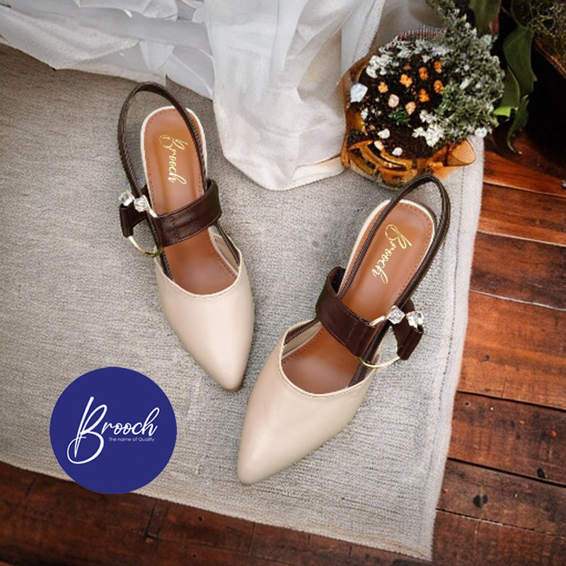 7-CR-999 Cream With Stone Ring Beautiful Design & 2 Inch Heel.