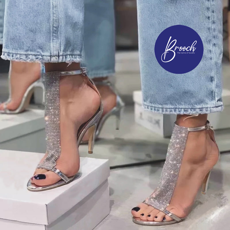 SLM-810 Silver Long Mesh 3 Inch Heel