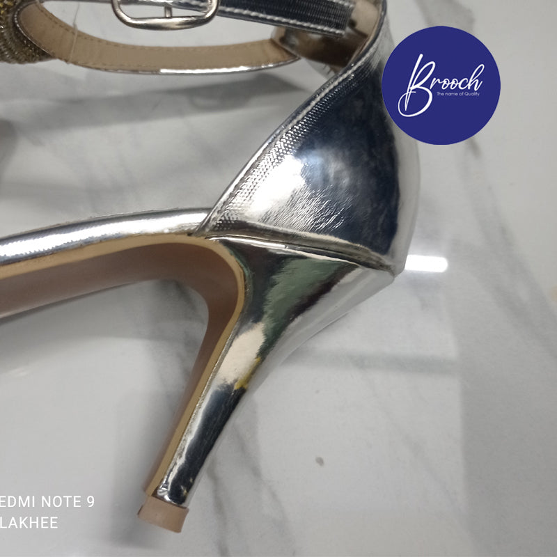SLM-810 Silver Long Mesh 3 Inch Heel