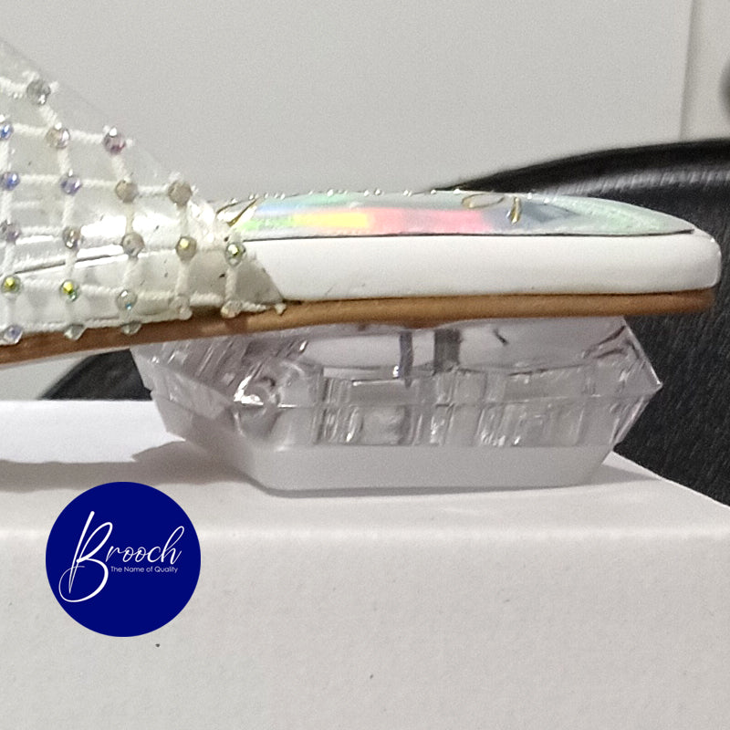 WGF-1980 White Grid with Rainbow beads Flat