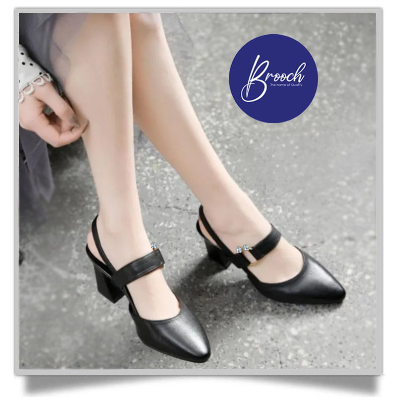 KB-1355 Black with Stone Ring Beautiful Design & 2 Inch Heel.