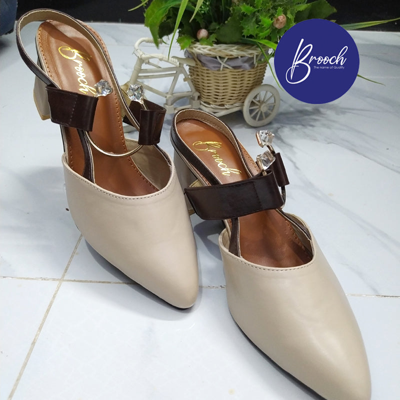 7-CR-999 Cream With Stone Ring Beautiful Design & 2 Inch Heel.