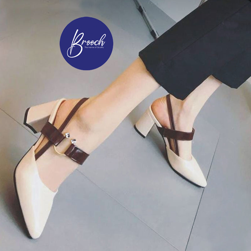 7-CR-999 Cream With Stone Ring Beautiful Design & 2 Inch Heel.