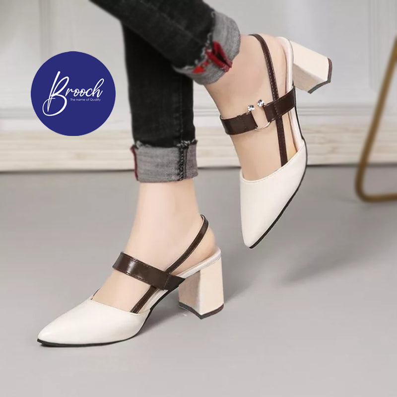 7-CR-999 Cream With Stone Ring Beautiful Design & 2 Inch Heel.
