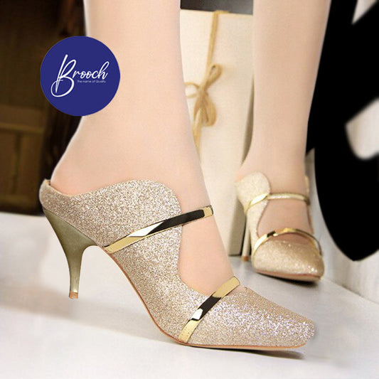 2-GDS-795 Beautiful Glitter Golden Dual Strip with Golden heel