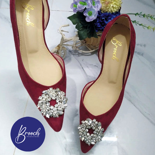 MGB-1615 Maroon Colour Stone Brooch 2 Inch Heel